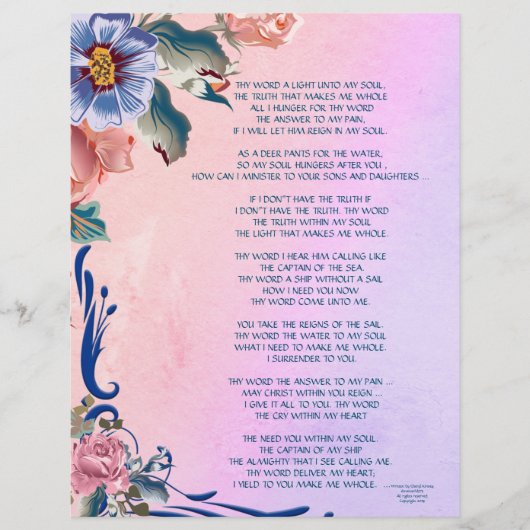 Uw Word Poetry/Writing-papier op maat (Voorkant)