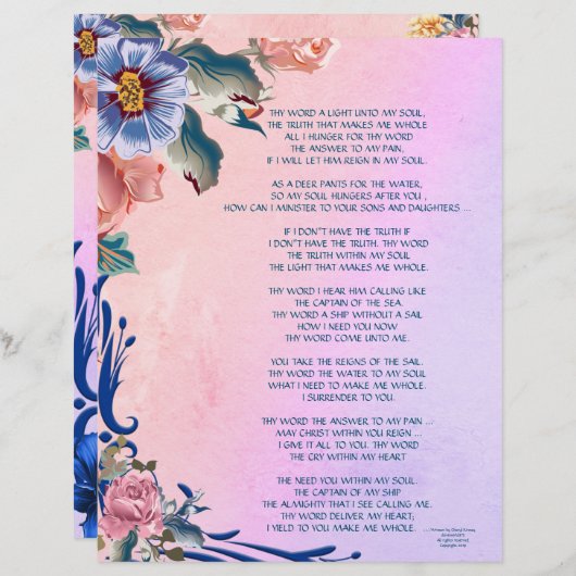 Uw Word Poetry/Writing-papier op maat (Voorkant / Achterkant)