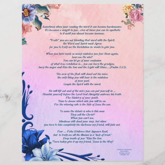 Uw Word Poetry/Writing-papier op maat (Achterkant)