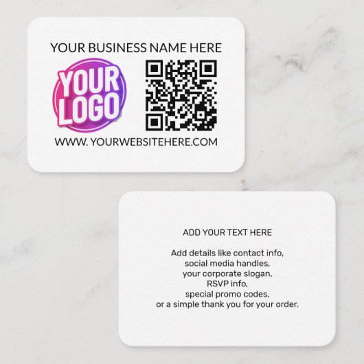 Uw zakelijk bedrijfsteamlogo & QR-code & tekst Visitekaartje (Voorkant / Achterkant)