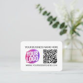 Uw zakelijk bedrijfsteamlogo & QR-code & tekst Visitekaartje (Staand voorkant)