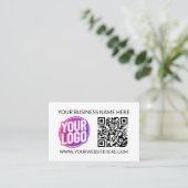 Uw zakelijk bedrijfsteamlogo & QR-code & tekst Visitekaartje (Staand voorkant)