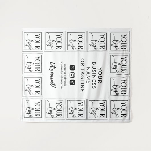 Uw zakelijke achtergrond voor Logo en sociale medi Wandkleed (Voorkant (horizontaal))