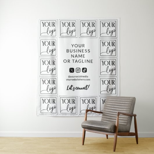Uw zakelijke achtergrond voor Logo en sociale medi Wandkleed (In situ)