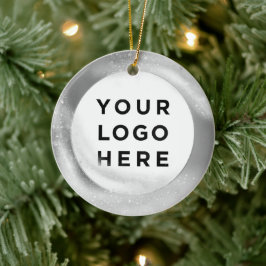 Uw zakelijke Logo, aangepaste kerstzilver Keramisch Ornament