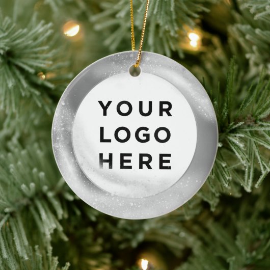 Uw zakelijke Logo, aangepaste kerstzilver Keramisch Ornament (Boom)