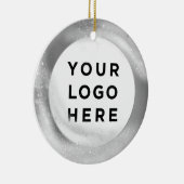 Uw zakelijke Logo, aangepaste kerstzilver Keramisch Ornament (Rechts)
