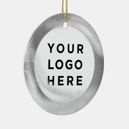 Uw zakelijke Logo, aangepaste kerstzilver Keramisch Ornament (Rechts)