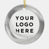 Uw zakelijke Logo, aangepaste kerstzilver Keramisch Ornament (Voorkant)