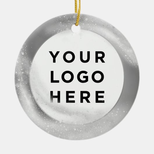 Uw zakelijke Logo, aangepaste kerstzilver Keramisch Ornament (Voorkant)