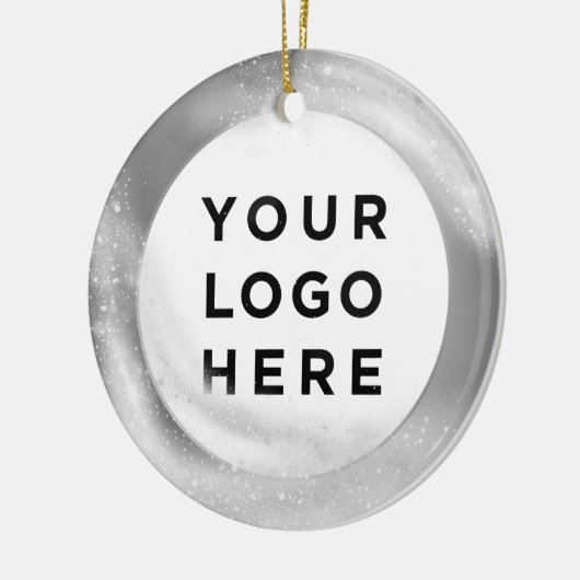 Uw zakelijke Logo, aangepaste kerstzilver Keramisch Ornament (Links)