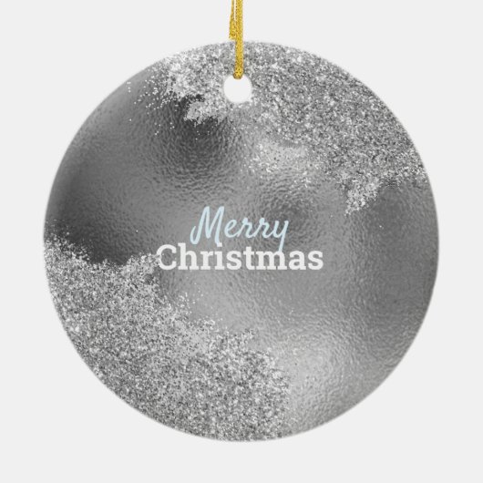 Uw zakelijke Logo, aangepaste kerstzilver Keramisch Ornament (Achterkant)