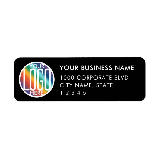 Uw zakelijke Logo Basic Black Retouradres Etiket (Voorkant)