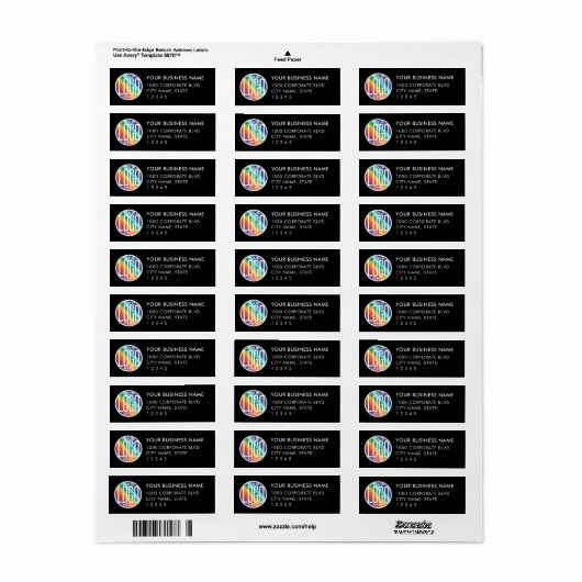 Uw zakelijke Logo Basic Black Retouradres Etiket (Full Sheet)
