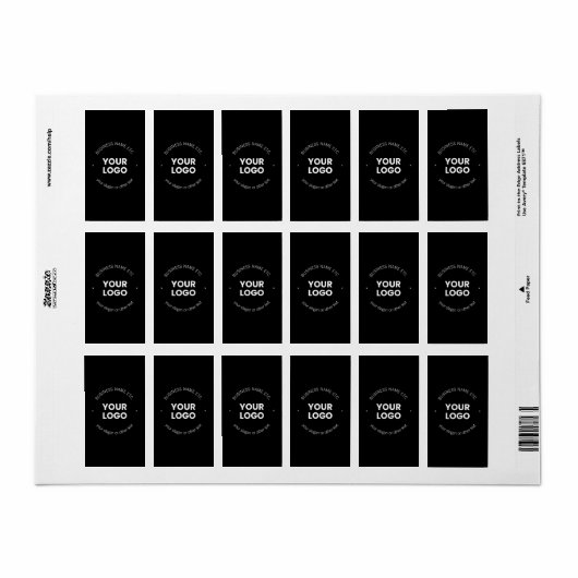 Uw zakelijke Logo & bewerkbare tekst | Zwart-wit Etiket (Full Sheet)