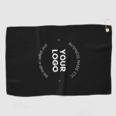 Uw zakelijke Logo & bewerkbare tekst | Zwart-wit Golfhanddoek (Horizontaal)