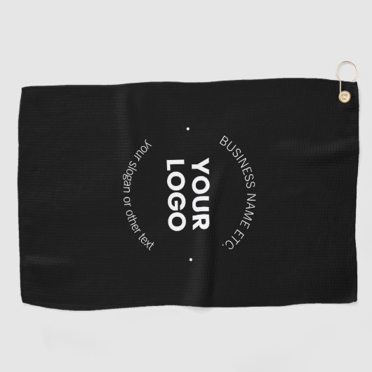 Uw zakelijke Logo & bewerkbare tekst | Zwart-wit Golfhanddoek (Horizontaal)