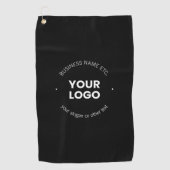 Uw zakelijke Logo & bewerkbare tekst | Zwart-wit Golfhanddoek (Voorkant)
