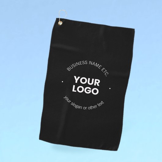 Uw zakelijke Logo & bewerkbare tekst | Zwart-wit Golfhanddoek