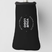 Uw zakelijke Logo & bewerkbare tekst | Zwart-wit Golfheadcover (Draai 90)