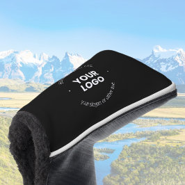 Uw zakelijke Logo & bewerkbare tekst | Zwart-wit Golfheadcover