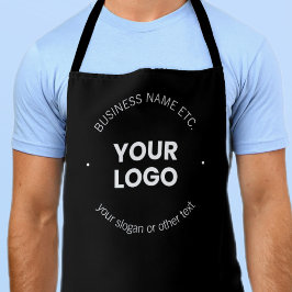 Uw zakelijke Logo & bewerkbare tekst | Zwart-wit Schort