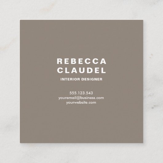 Uw zakelijke Logo Eenvoudig minimalistisch tapijt  Vierkante Visitekaartje (Achterkant)