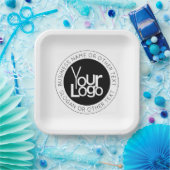 Uw zakelijke Logo & eenvoudige bewerkbare tekst Papieren Bordje (Feest)