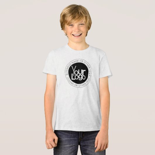 Uw zakelijke Logo & eenvoudige bewerkbare tekst Tri-Blend Shirt (Voorkant volledig)