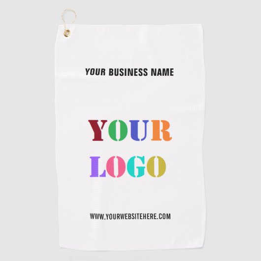 Uw zakelijke Logo en aangepaste tekst golfhanddoek (Voorkant)