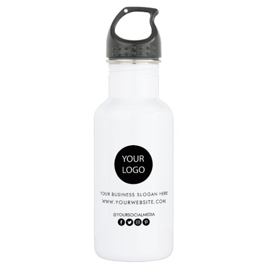 Uw zakelijke Logo en aangepaste tekst Waterfles (Voorkant)