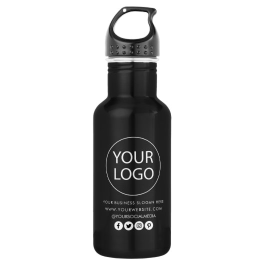Uw zakelijke Logo en aangepaste tekst Waterfles (Voorkant)