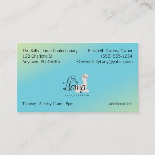 Uw zakelijke Logo en informatie Zachte pasta Visitekaartje (Voorkant)