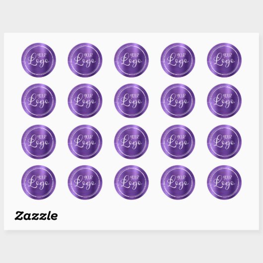 Uw zakelijke Logo hier Metallic Amethyst Ronde Sticker (Vel)
