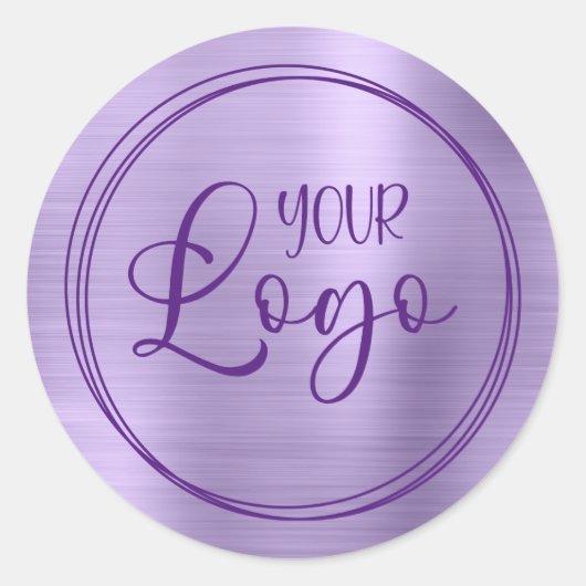 Uw zakelijke Logo hier Metallic Bord Paarse Ronde Sticker (Voorkant)