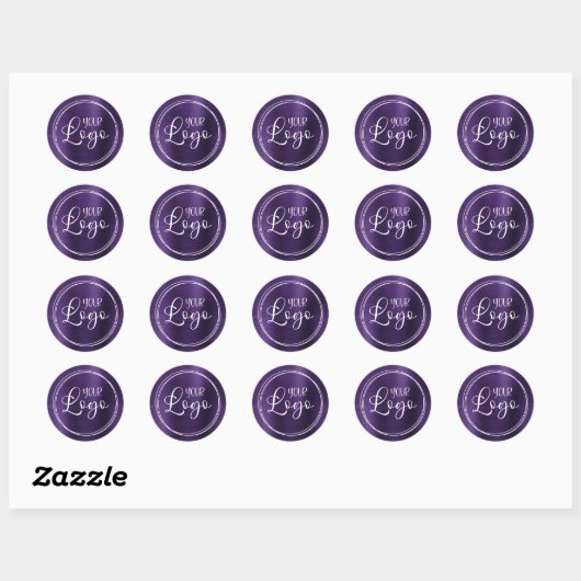 Uw zakelijke Logo hier Metallic Dark Violet Ronde Sticker (Vel)