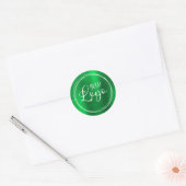 Uw zakelijke Logo hier Metallic Green Ronde Sticker (Envelop)