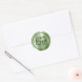 Uw zakelijke Logo Hier Metallic Mint Groen Ronde Sticker (Envelop)