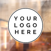 Uw zakelijke Logo hier zwarte cirkel Raamsticker (Vel 2)