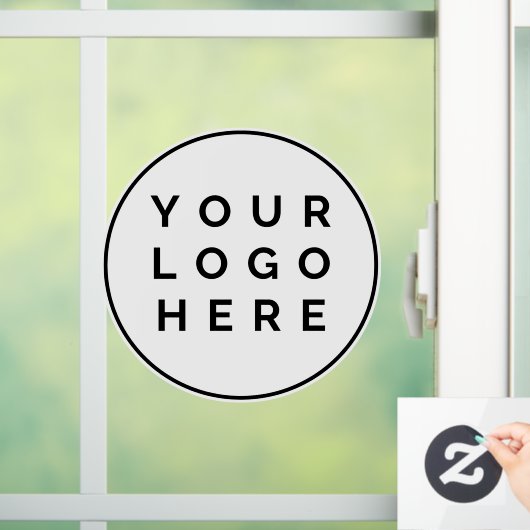 Uw zakelijke Logo hier zwarte cirkel Raamsticker (Huis)