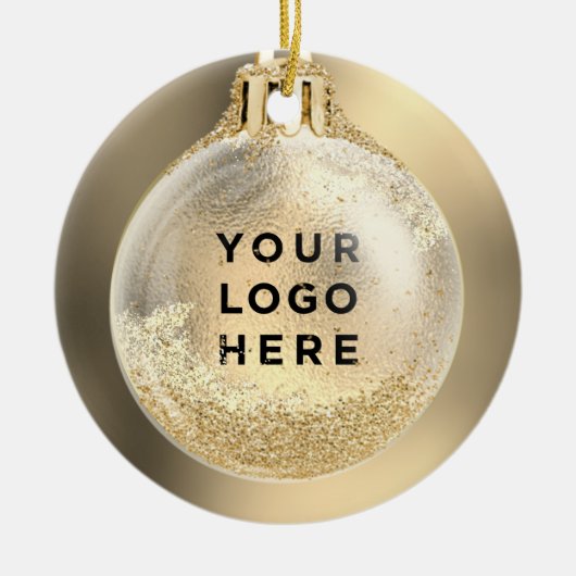 Uw zakelijke Logo in kerstbal | Aangepast Keramisch Ornament (Voorkant)