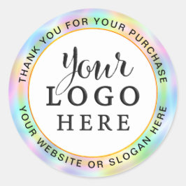 Uw zakelijke Logo Iridescent Unicorn Holographic Ronde Sticker