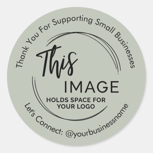 Uw Zakelijke Logo Klantwaardering Sage Ronde Sticker (Voorkant)