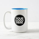 Uw zakelijke Logo lichtblauw, groot, 15 oz Tweekleurige Koffiemok (Links)