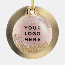 Uw zakelijke Logo met gouden kerstbal op maat Keramisch Ornament