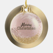 Uw zakelijke Logo met gouden kerstbal op maat Keramisch Ornament (Achterkant)