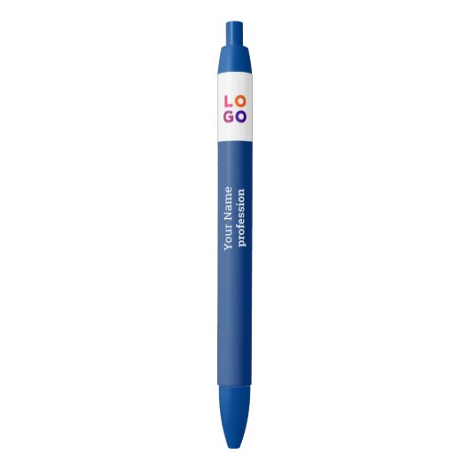 Uw zakelijke Logo, naam, beroep blauw Blauwe Inkt Pen (Voorkant Verticaal)
