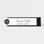 Uw zakelijke Logo op Black Circle Bureau Naambordje (Voorkant)