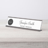 Uw zakelijke Logo op Black Circle Bureau Naambordje (Voorkant)