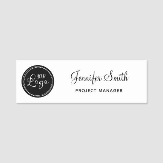 Uw zakelijke Logo op Black Circle Naamplaatje (Voorkant)